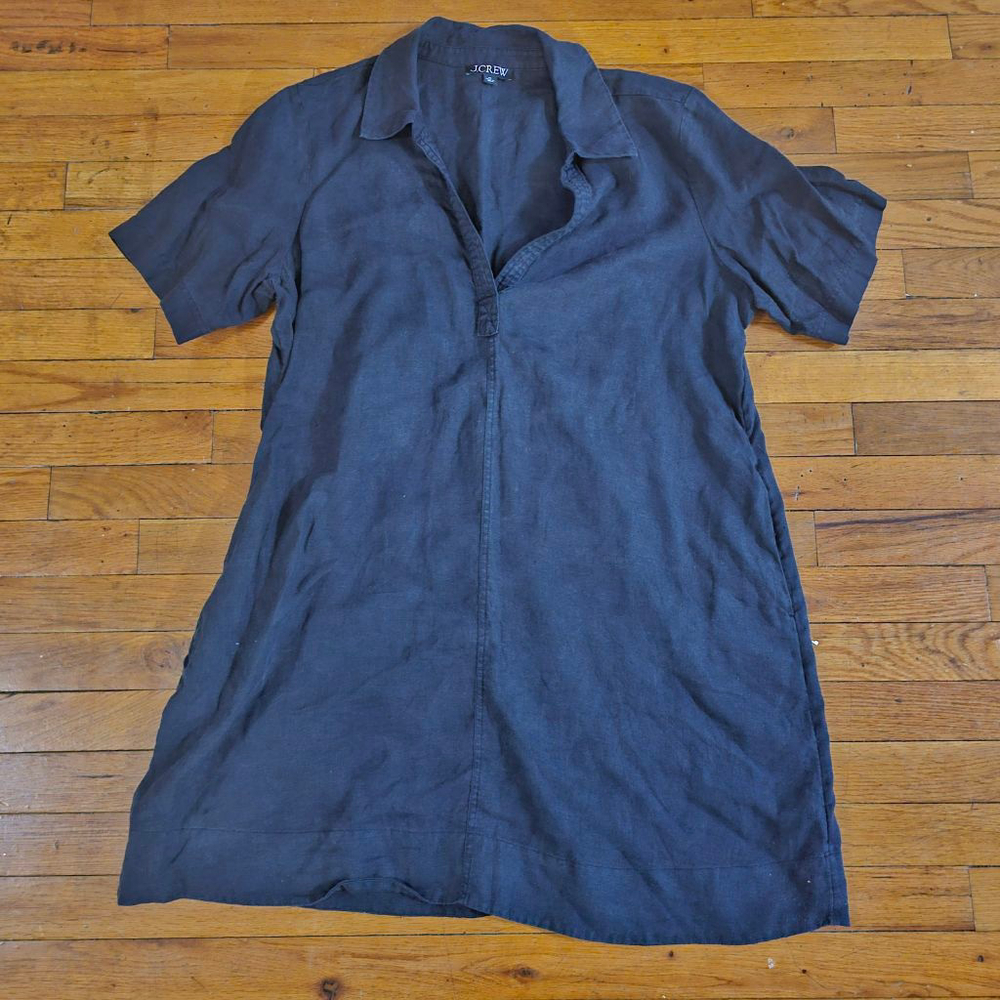 J Crew Black Linen Mini Tunic Dress Size XL